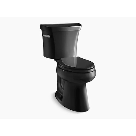 Elongtd 1.28 GPF Chair Hgt Toilet W/ Tank Cover Locks & 10 Rgh-In, 1.28 Gpf, Black